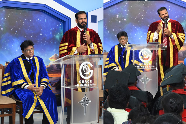 On Saturday, March 16th, 20 students from Grace Ministry Theological Bible College, Bangalore, which is associated with United Theological Research University, were awarded Certificates of B.Th by Bro Andrew Richard. 